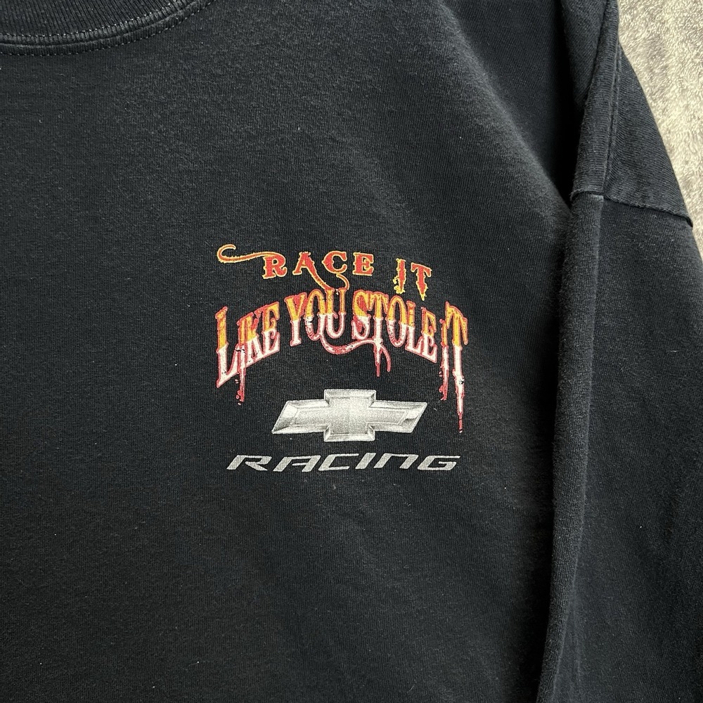 Vintage Y2K Chevrolet Race It Like You Stole It Long Sleeve Shirt 2XL Skull - Picture 3 of 7
